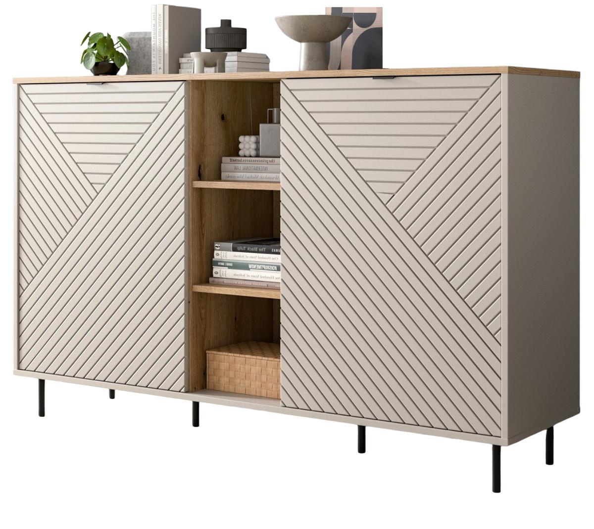 SIDEBOARD Kaschmir, Evoke Eiche 154 x 95 cm, Kommode in modernem Design - Kaschmir/Eichefarben, Holzwerkstoff/Metall (154/95/40cm) - Inn.Furn