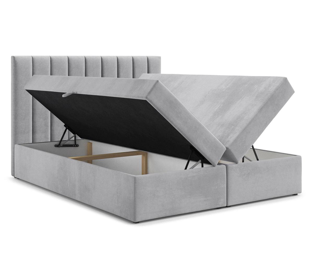 BOXBETT BURSA 160x200 cm mit Bettkasten und Matratze - Grau + TOPPER - Schwarz/Grau, Holz/Holzwerkstoff (160/200cm) - AX Living