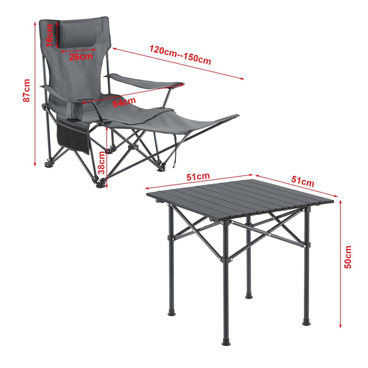 GARTENMÖBEL-SET 3 TLG. Bellante - Grau, Textil/Metall - casa.pro