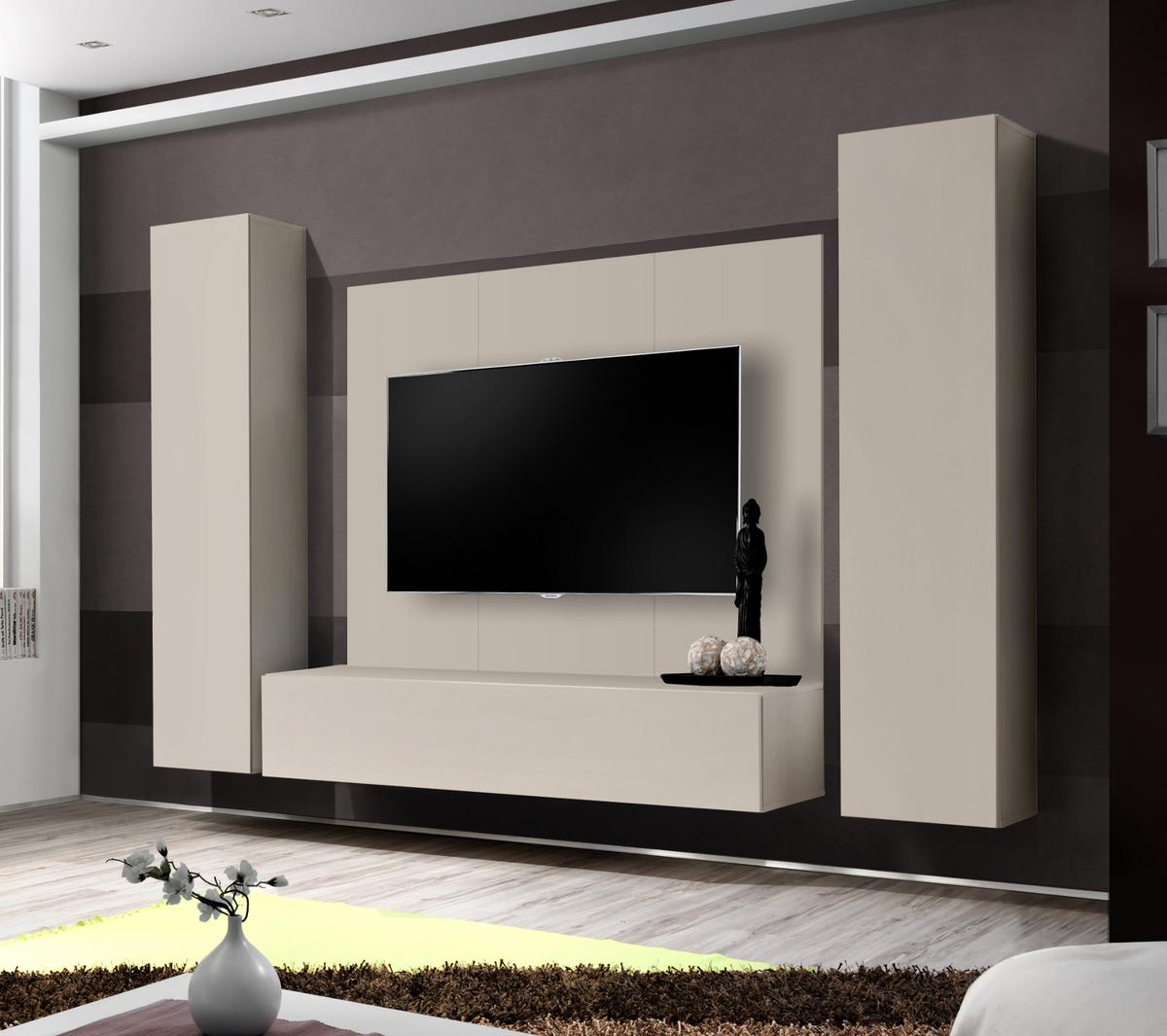 WOHNWAND Kaschmir 4-teilig 260 cm hängend, Schrankwand mit Push-to-Open - Kaschmir, Holzwerkstoff (260/170/40cm) - Inn.Furn
