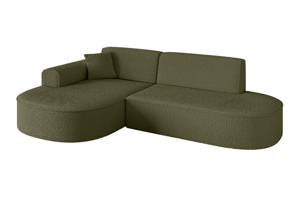 ECKSOFA Ottomane Links MARI-L1 - 243x171x79 cm Grün Bouclé - Schwarz/Grün, Holzwerkstoff/Kunststoff (163/234cm) - ALTDECOR