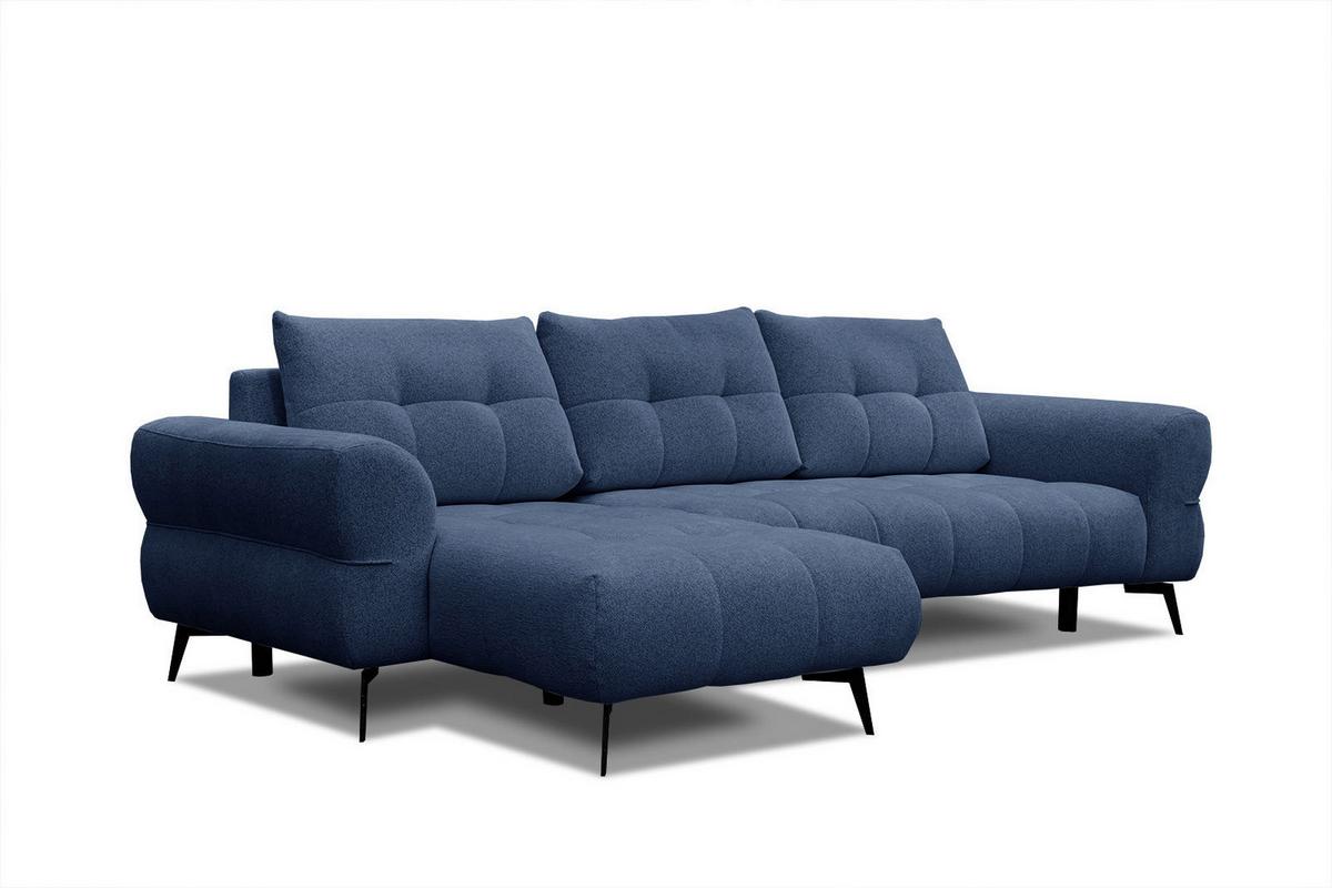 ECKSOFA SALVINI 4-Sitzer, dunkelblau - Schwarz/Dunkelblau, Holzwerkstoff/Textil (158/292cm) - Wozimo