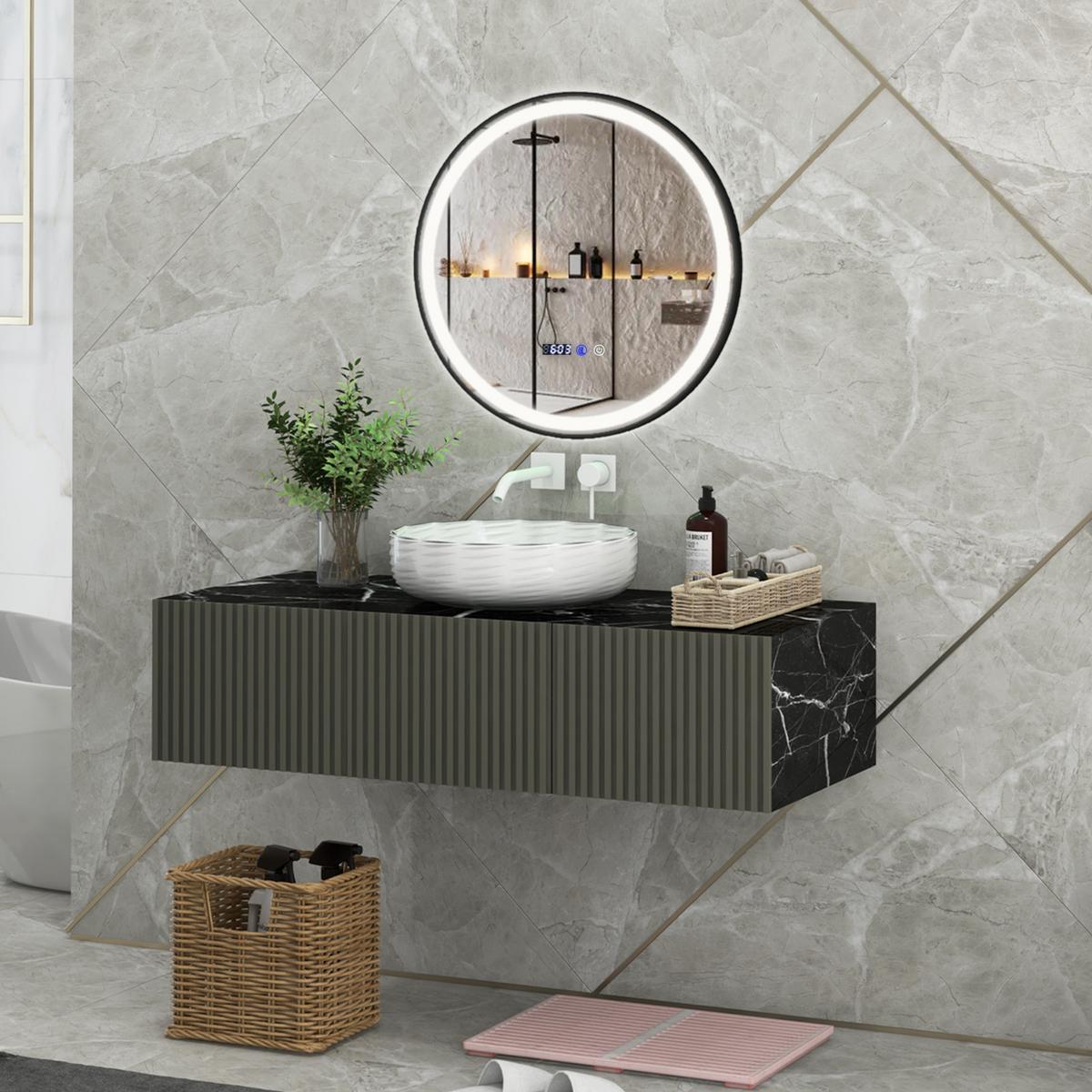 BADEZIMMERSPIEGEL Silber - Silberfarben, Glas (60/4/60cm) - COSTWAY