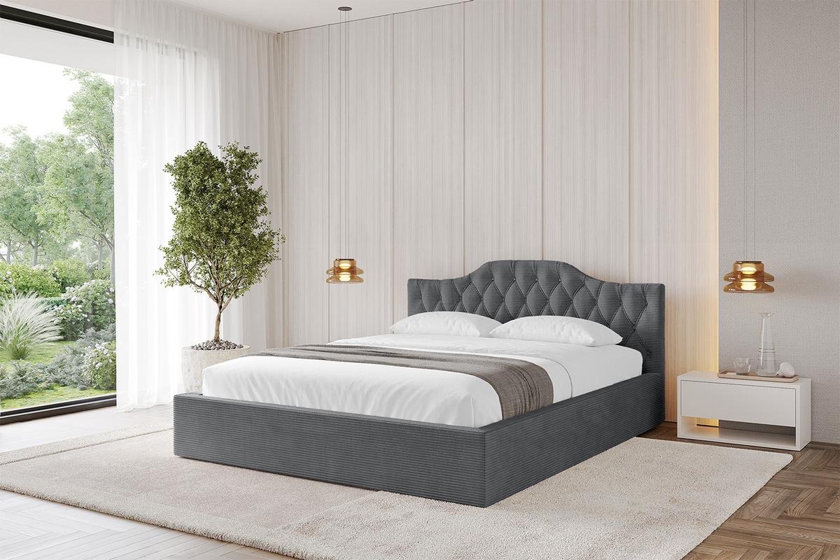 POLSTERBETT mit Bettkasten und Lattenrost, Boxbett ohne Matratze - FALIO-V1 120x200 Dunkelgrau - Anthrazit, Holzwerkstoff/Textil (120/200cm) - ALTDECOR