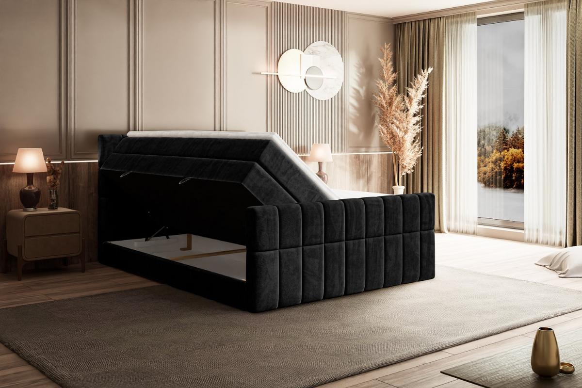BOXSPRINGBETT MIAMI-Z KING - 140x200 - H3/H4 - Schwarz - Schwarz, Holzwerkstoff (140/200cm) - ALTDECOR