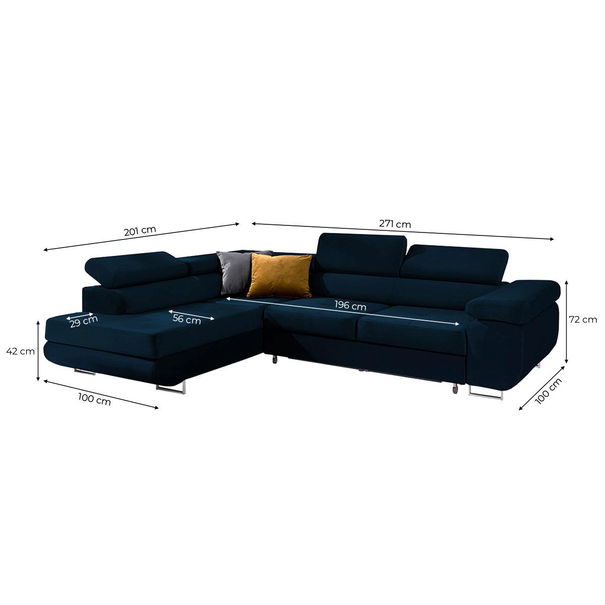 ECKSOFA Wilson 4 Sitzplätze Blau - Blau, Holzwerkstoff (271/201cm) - Petits-meubles