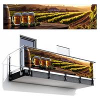 BALKON-SICHTSCHUTZ Bier - Hopfen - Landschaft Windschutz 300x85 cm - Grün, Kunststoff (300/85cm) - MuchoWow