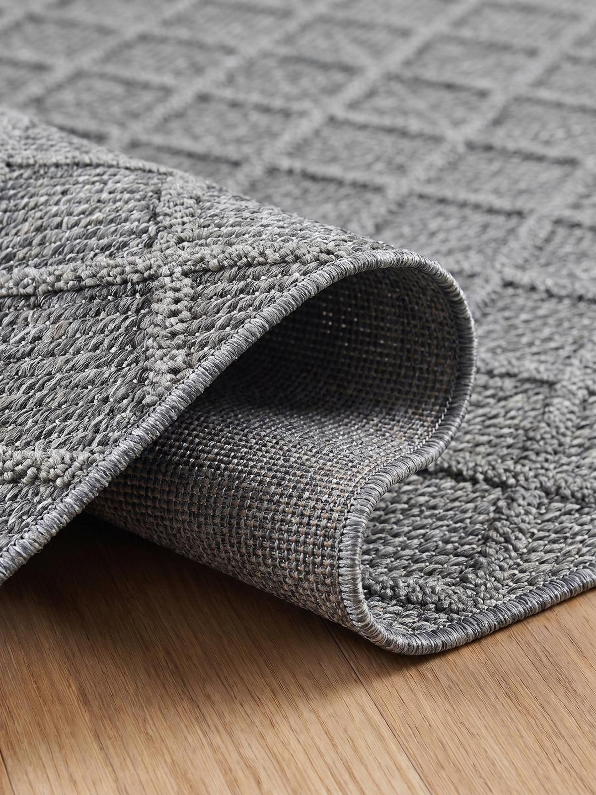 TEPPICH Outdoor IMST in Grau, mit Rautenmuster, 80 x 250 cm - Grau, Textil (80/250cm) - KADIMA DESIGN