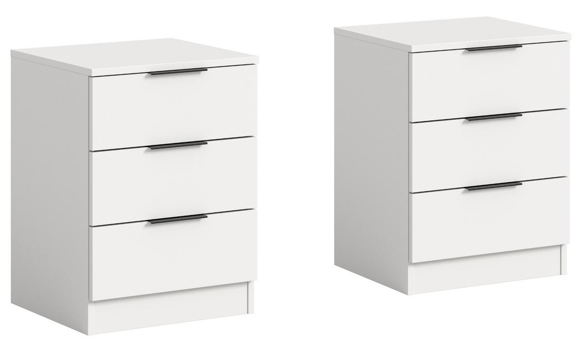 NACHTTISCH 2er Set weiß 45 x 60 cm, Nachtkommode in Komforthöhe - Schwarz/Weiß, Holzwerkstoff/Kunststoff (45/60/40cm) - Inn.Furn