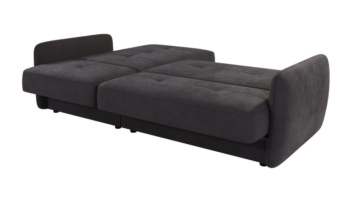 ECKSOFA Lupo Graphit Mikrofaser - Graphitfarben/Schwarz, Holz/Kunststoff (232/147cm) - S-Style Möbel