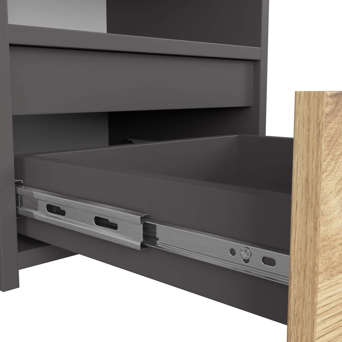 NACHTTISCH Graphit Grau, Eiche Artisan 40/40/35 - Eiche Artisan, Holzwerkstoff (40/40/35cm) - RAUMHIRSCH FURNITURE
