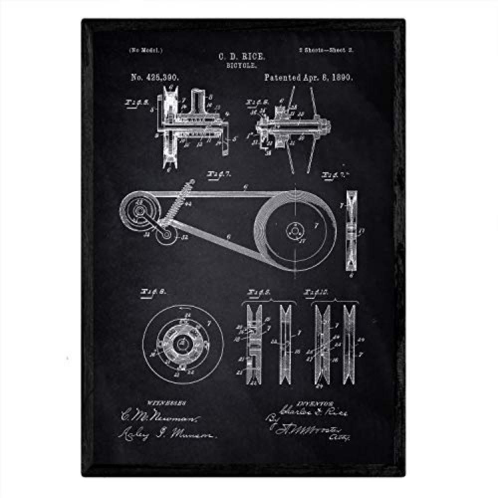 POSTER Patent Fahrrad-Kunst A3 Rahmenlos - Schwarz, Papier (29.7/5/42cm) - Nacnic