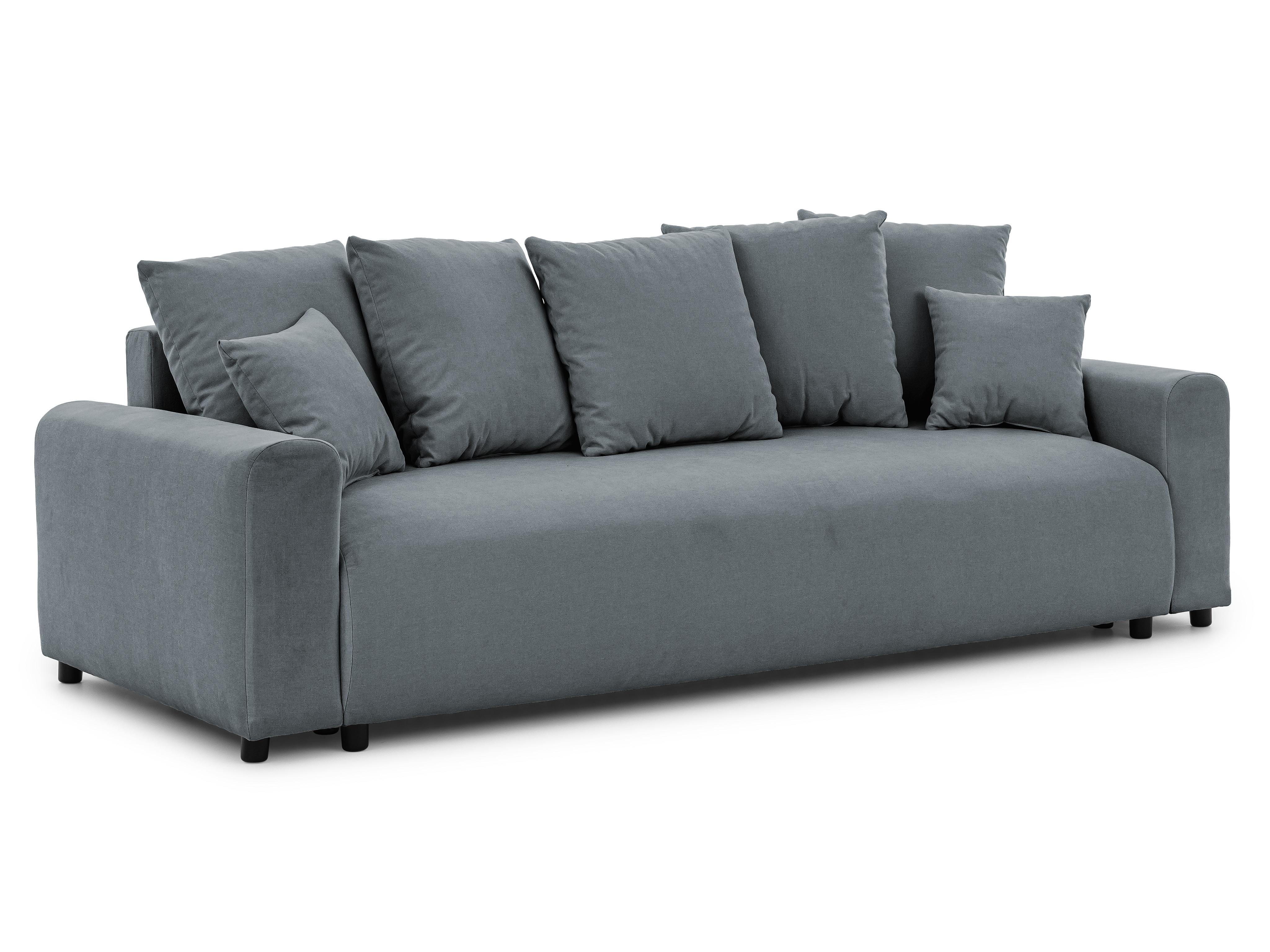 SCHLAFSOFA Calma mit Bettkasten im Bumpy-Design aus weichem Dunkelgrau Webstoff - Dunkelgrau/Schwarz, Holz/Kunststoff (239/88/98cm) - S-Style