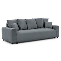 SCHLAFSOFA Calma mit Bettkasten im Bumpy-Design aus weichem Dunkelgrau Webstoff - Dunkelgrau/Schwarz, Holz/Kunststoff (239/88/98cm) - S-Style