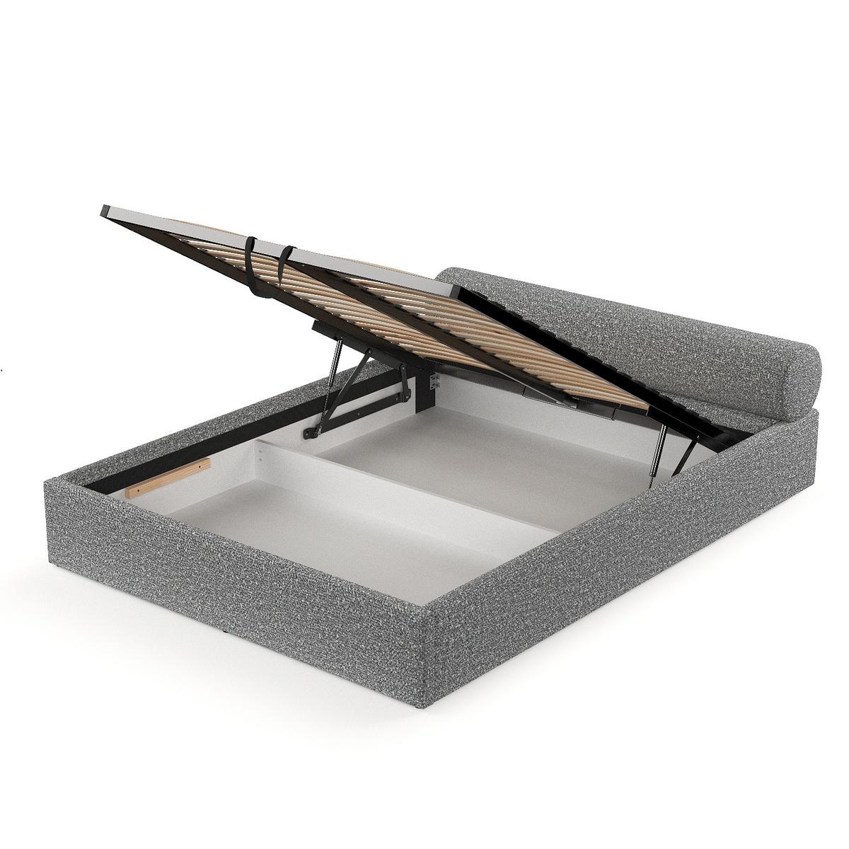 POLSTERBETT Solvo mit Stauraum 140/200 cm Hellgrau im Blur Stoff - Hellgrau/Schwarz, Holz/Holzwerkstoff (140/200cm) - AltaBeds