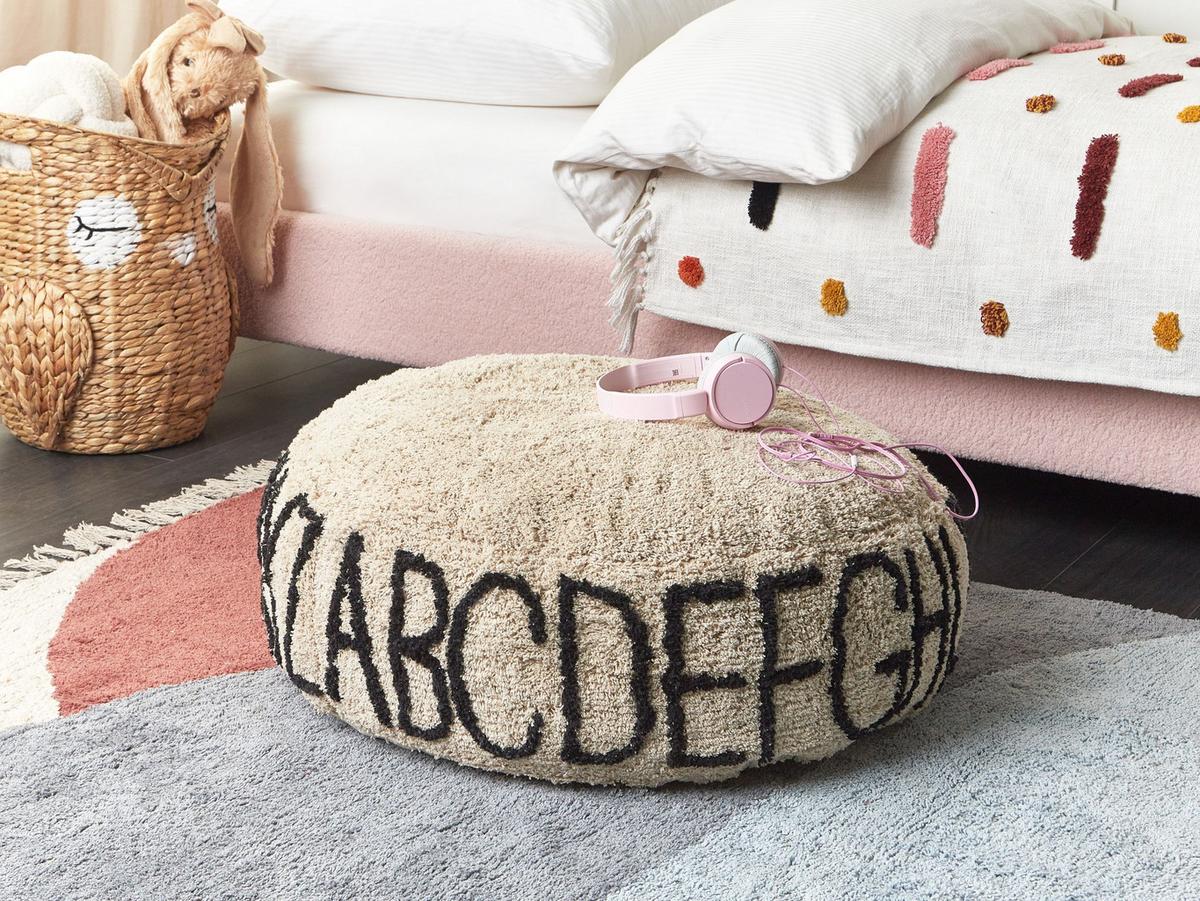 POUF Baumwolle Beige Twinspur - Beige/Schwarz, Textil (60/20/60cm) - Beliani