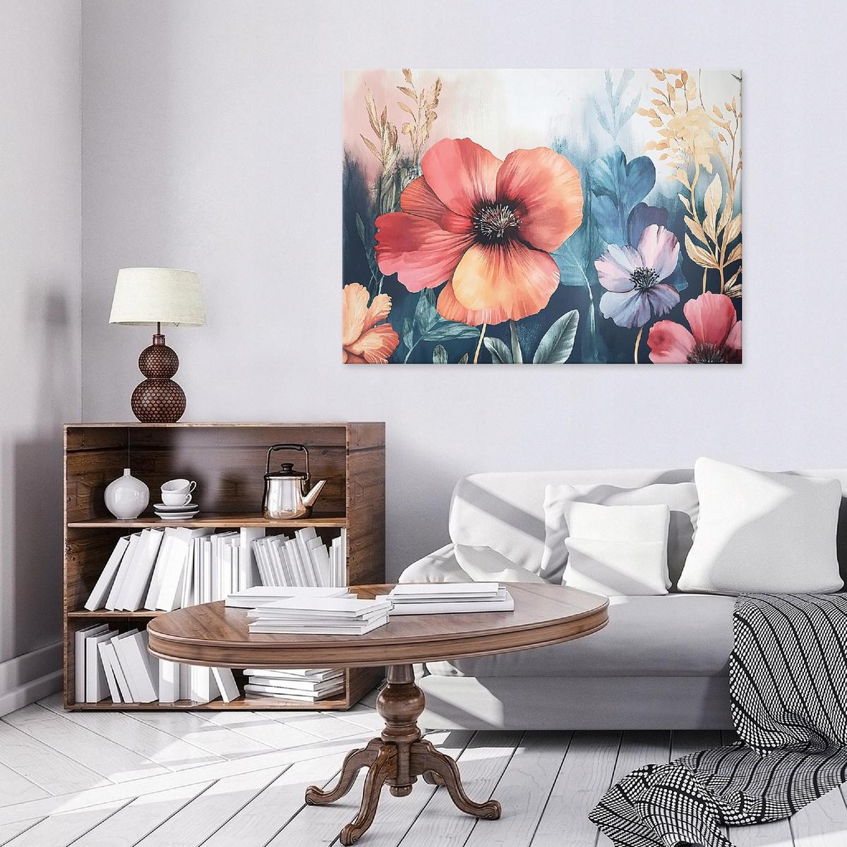BILDER Blumen Wiese Bunt Modern Wohnzimmer 100x70 - Multicolor, Holzwerkstoff (100/70cm) - Wallarena