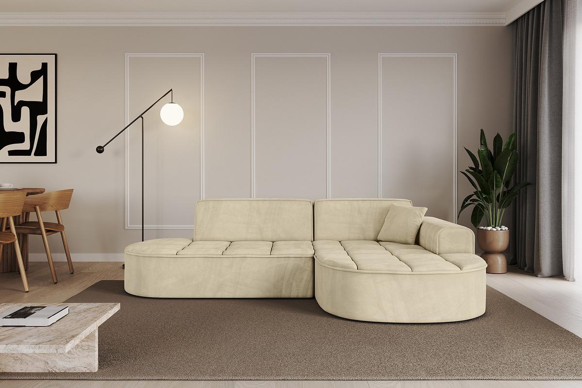 ECKSOFA Ottomane Rechts TARO-L1 - 243x171x79,5 cm Beige - Beige, Holzwerkstoff/Textil (243/171cm) - ALTDECOR