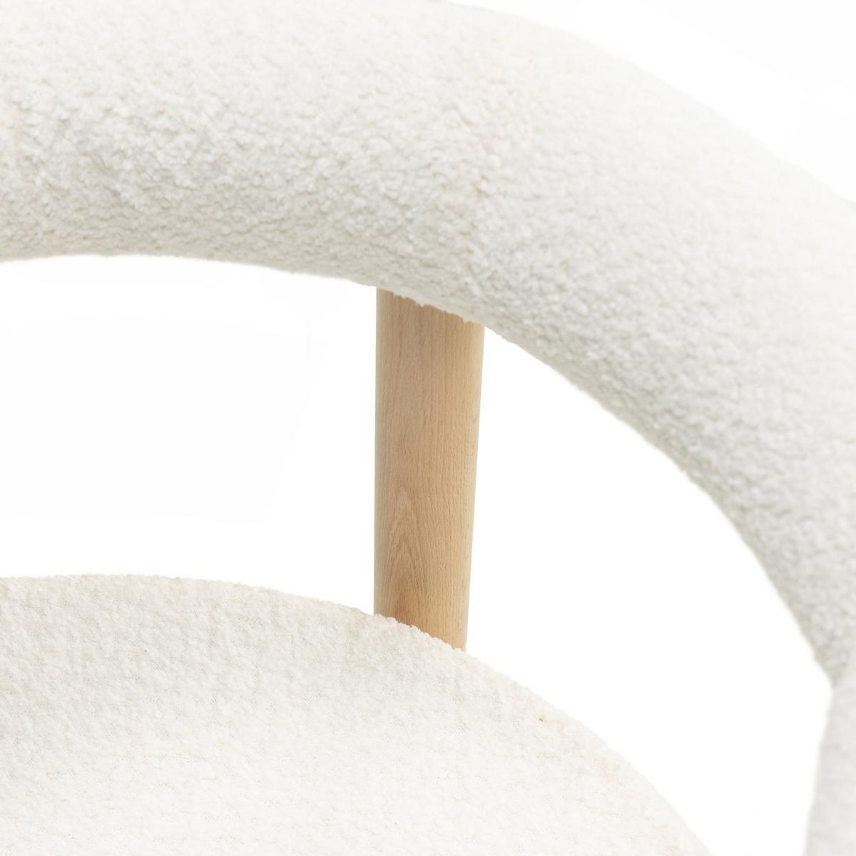 ESSZIMMERSTUHL MAYA 2er Set in Weiß Boucle mit massivem Buchenholzgestell 62/56/78 cm - Hellbraun/Weiß, Holz/Textil (61/74/57.5cm) - WFL GROUP