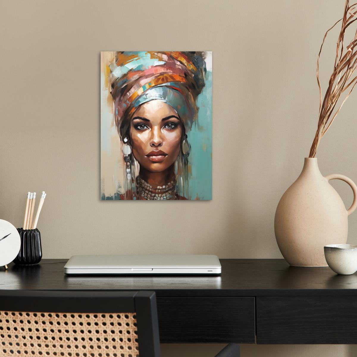 POSTER Frau - Kunst - Schmuck - Porträt Wandbilder 30x40 cm - Blaugrau, Papier (30/40/0.1cm) - MuchoWow