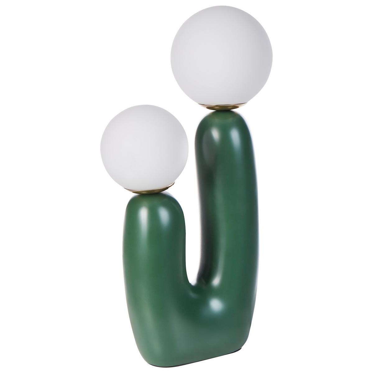 TISCHLAMPE Grün Tulun - Dunkelgrün/Weiß, Kunststoff (25/25/40cm) - Beliani