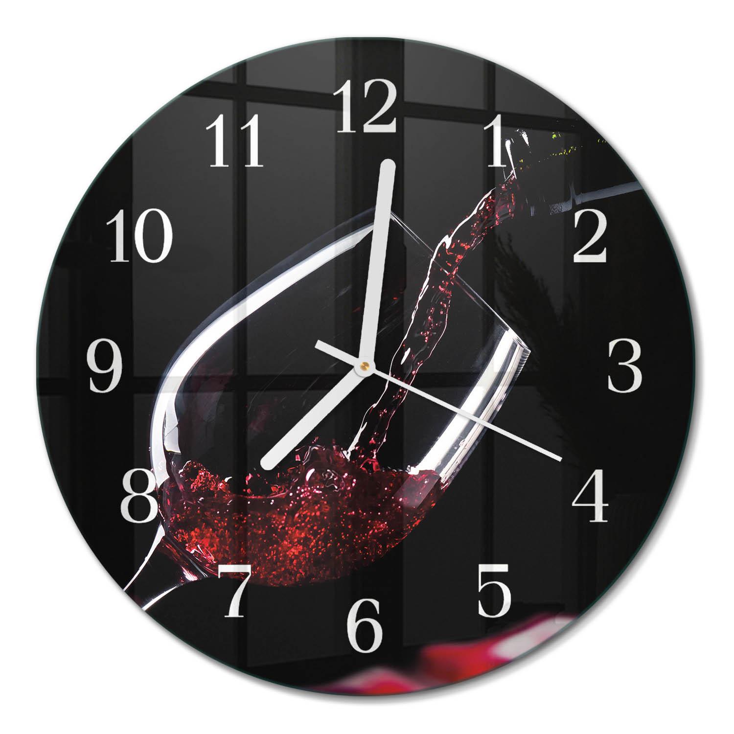 WANDUHR aus Glas Ø30 cm - Wein - Schwarz, Glas (30/30/0.4cm) - TULUP