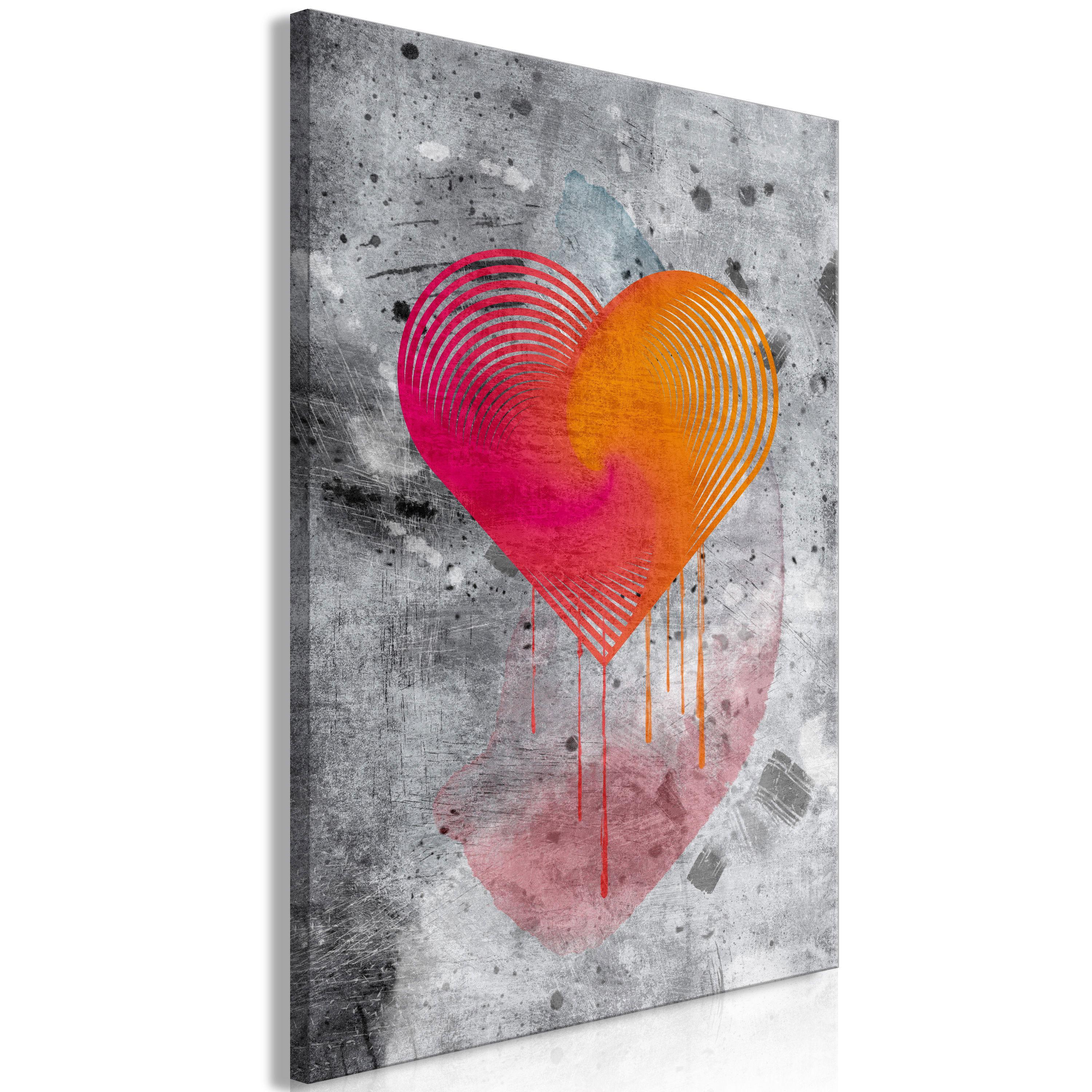 KUNSTDRUCK Grau 60/90 cm - Orange/Grau, Textil (60/90cm) - KUNSTLOFT