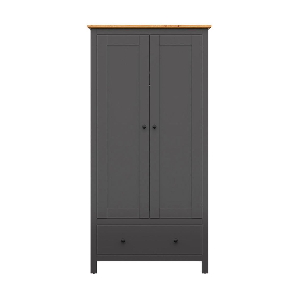SCHRANK 2 Türen Duck Anthrazitgrau und Holz - Grau, Holzwerkstoff (101/203/57cm) - Petits-meubles
