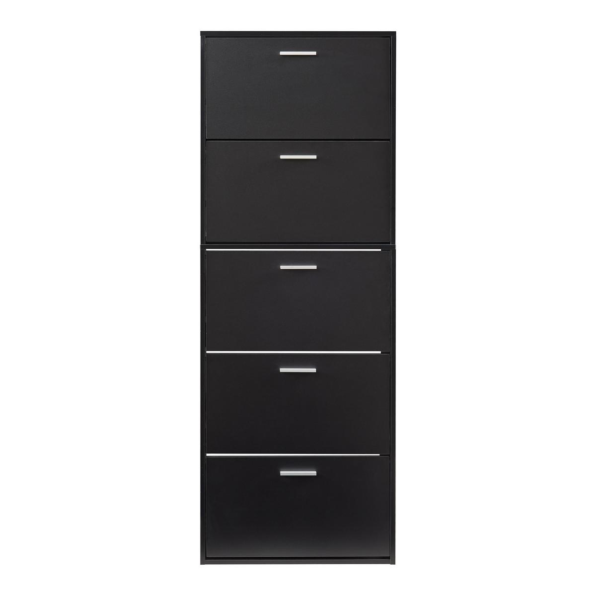 SCHUHSCHRANK Sykkylven - Schwarz, Holzwerkstoff (60/169/24cm) - [en.casa]
