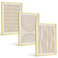 BILDER SET 3er Set - 40x60 cm Goldrahmen - Abstrakte beige Muster - Goldfarben, Kunststoff (40/60cm) - TULUP