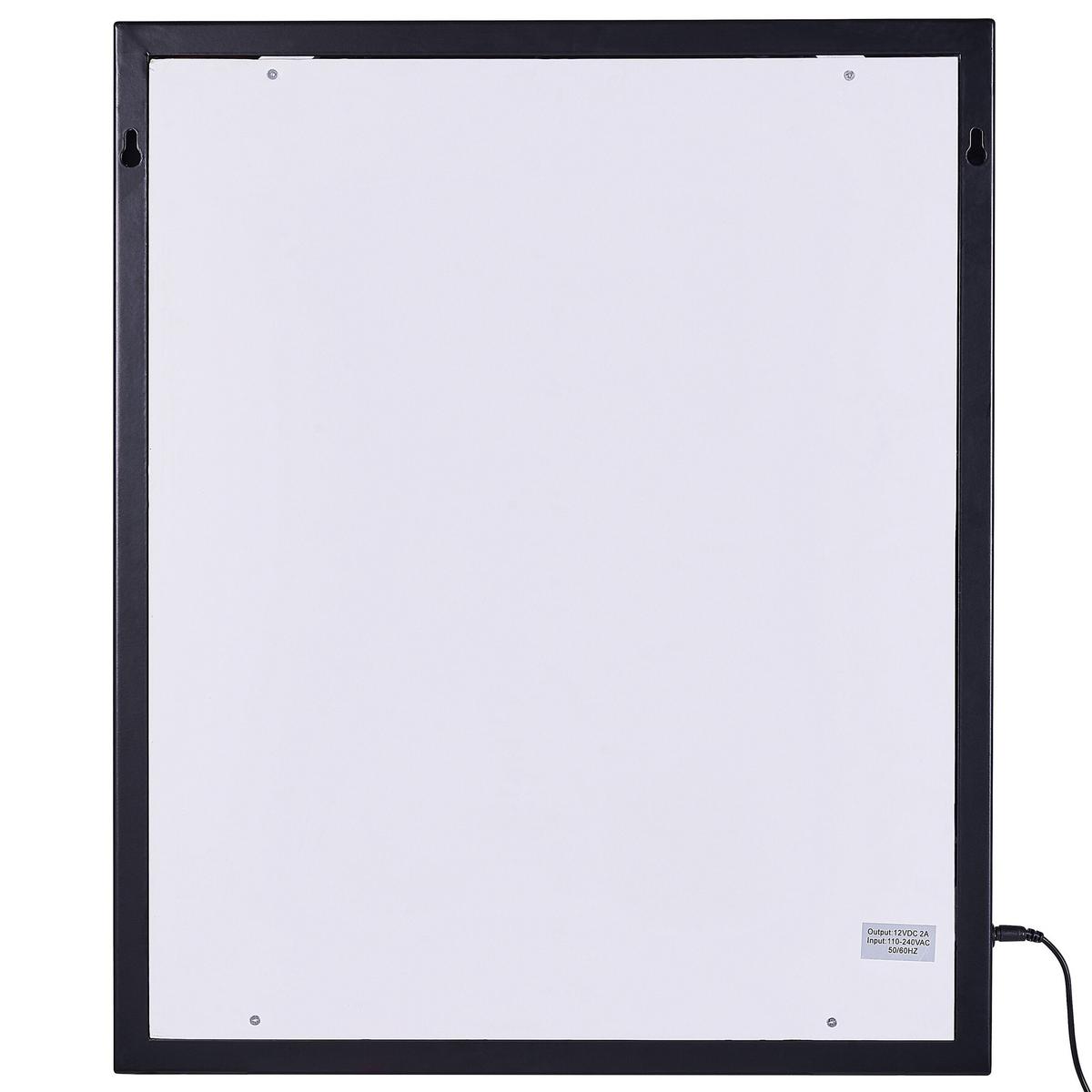 BADSPIEGEL mit LED-Beleuchtung schwarz rechteckig 50/60 cm Odenas - Schwarz, Metall (50/60/2cm) - Beliani