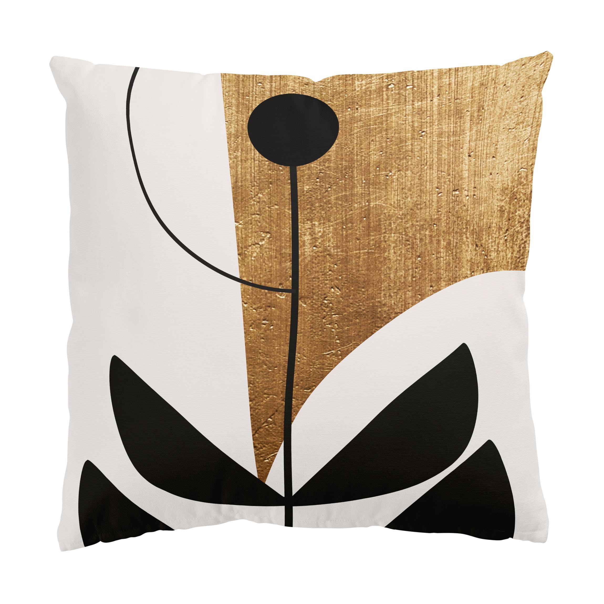 DEKOKISSEN Abstrakte Formen - Blume Gold 40/40 cm - Goldfarben, Textil (40/40/10cm) - Bilderwelten