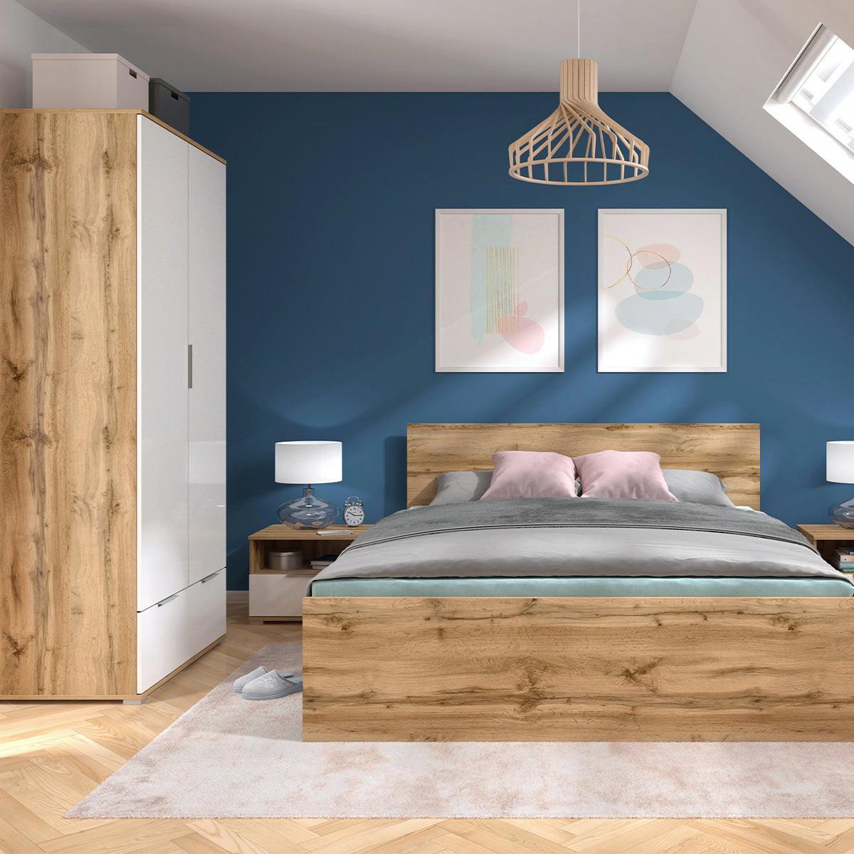 SCHRANK 2 Türen Selma Weiß und Holz - Weiß, Holzwerkstoff (90.5/195/56.5cm) - Petits-meubles
