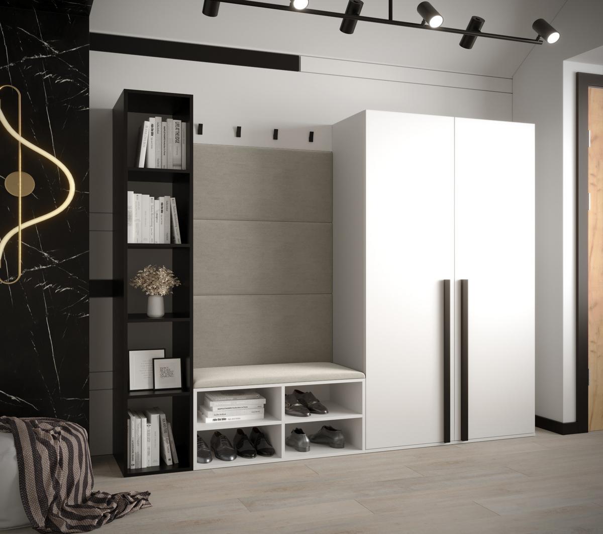 GARDEROBEN-SET 214/184/42 - Creme/Schwarz, Holz/Kunststoff (214/184/42cm) - MÖBEL KRYSPOL