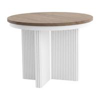 ESSTISCH Prestige runder Design-Tisch, ausziehbar Ø 100–180 cm, Walnuss+Weiß - Walnussfarben/Weiß, Metall (100/100/77cm) - Beautysofa