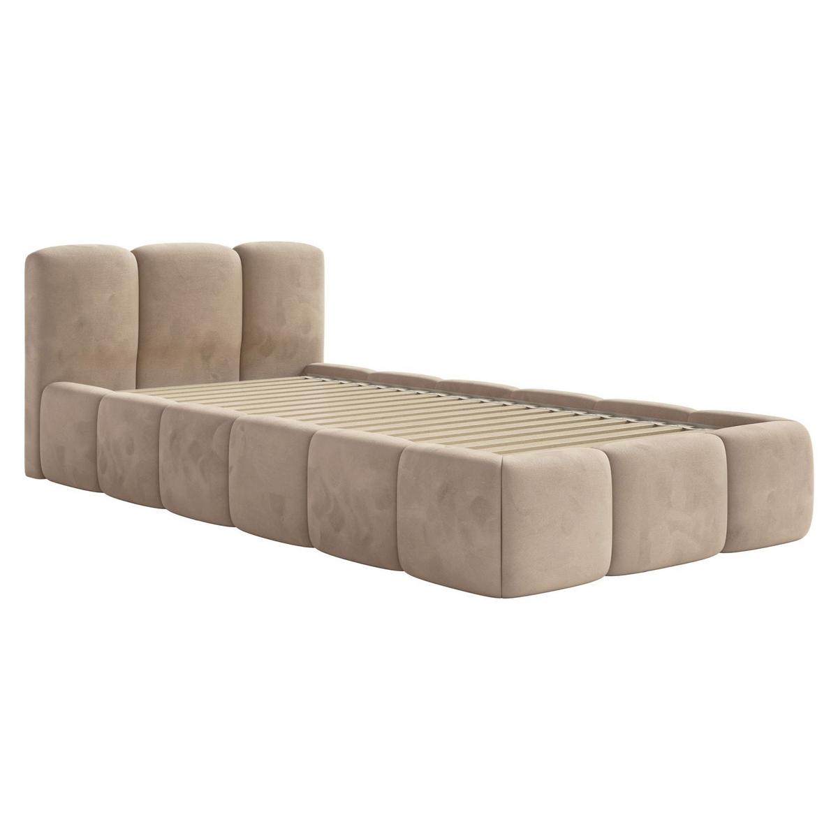 POLSTERBETT Cloudy Low Beige Samt, 90x200 cm - Beige/Schwarz, Kunststoff/Textil (90/200cm) - Selsey