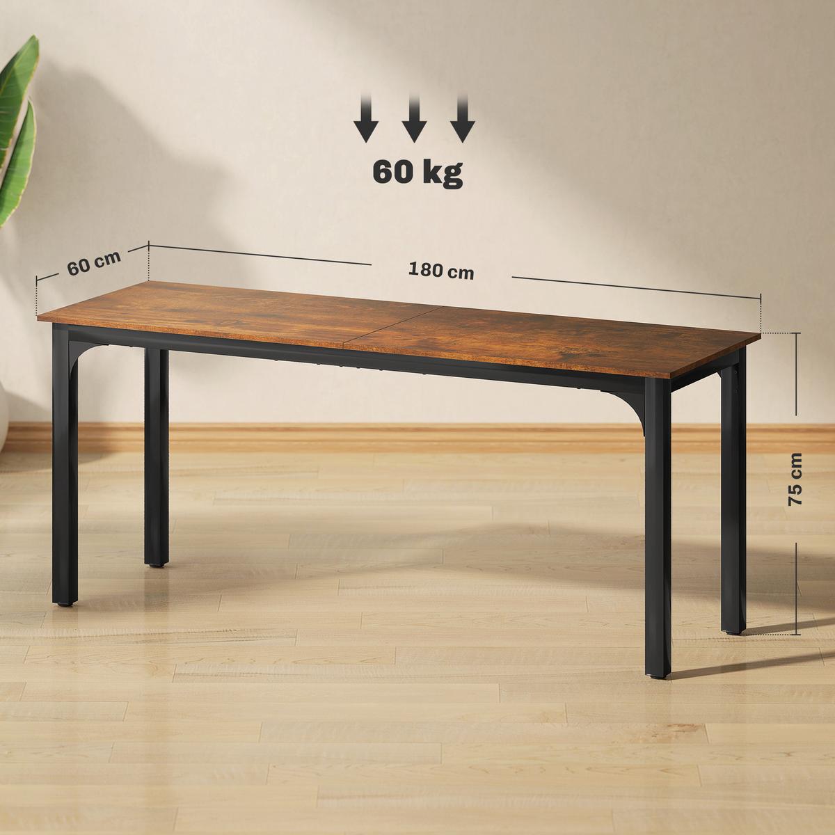 SCHREIBTISCH Computertisch Bürotisch mit Industrie-Design, Stahlgestell Braun - Schwarz/Braun, Holzwerkstoff/Metall (180/60/75cm) - HOMCOM