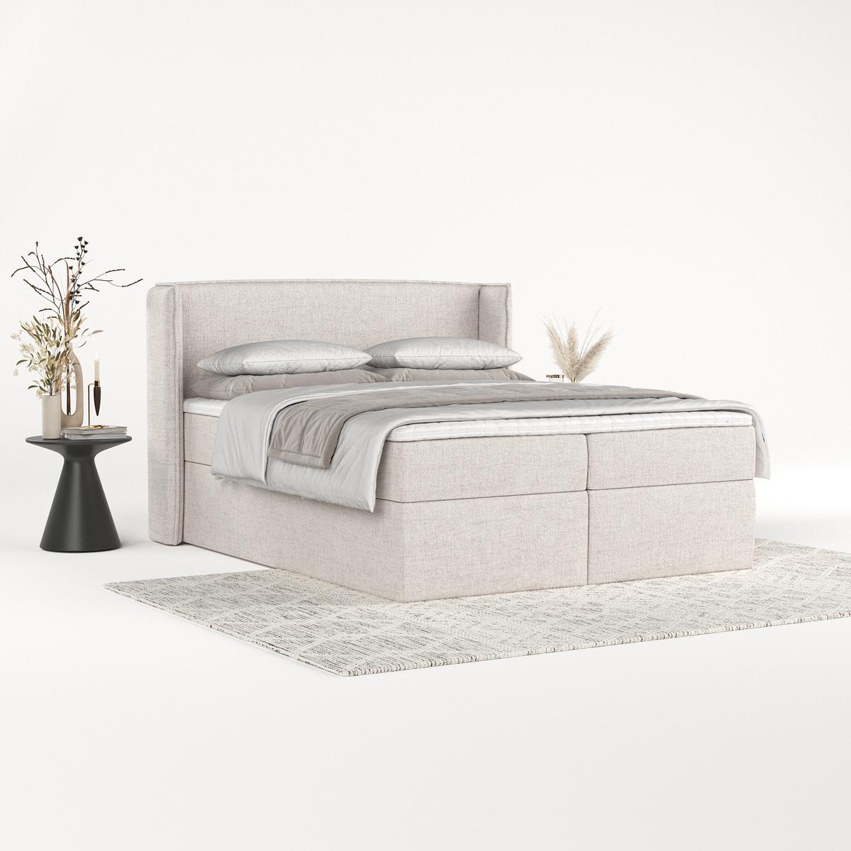 BOXBETT Viva 160/200 cm Hellbeige im Neve Stoff - Sandfarben/Schwarz, Holz/Holzwerkstoff (160/200cm) - AltaBeds