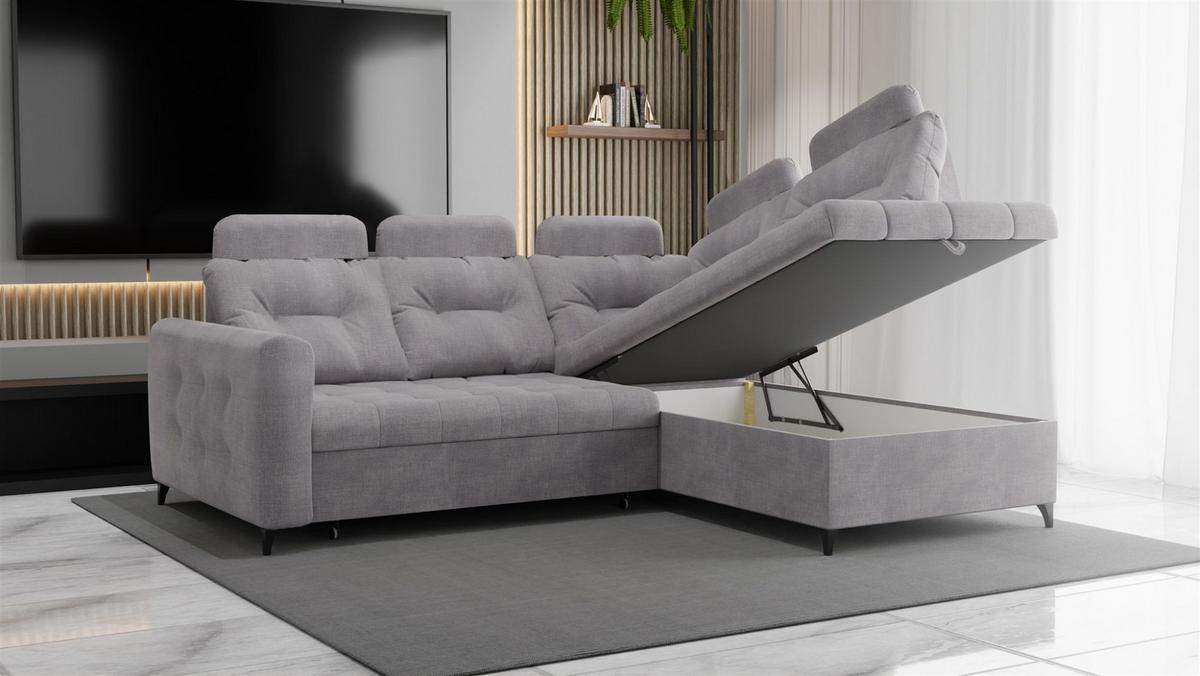ECKSOFA Wendie - Hellgrau, Holzwerkstoff/Textil (250/200cm) - Fun Möbel