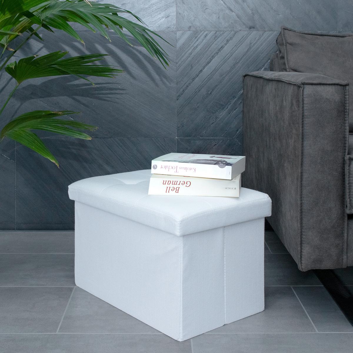 SITZBANK Faltbar mit Stauraum 49/30/30 cm (Weiß) - Weiß, Textil (30/30/49cm) - Intirilife