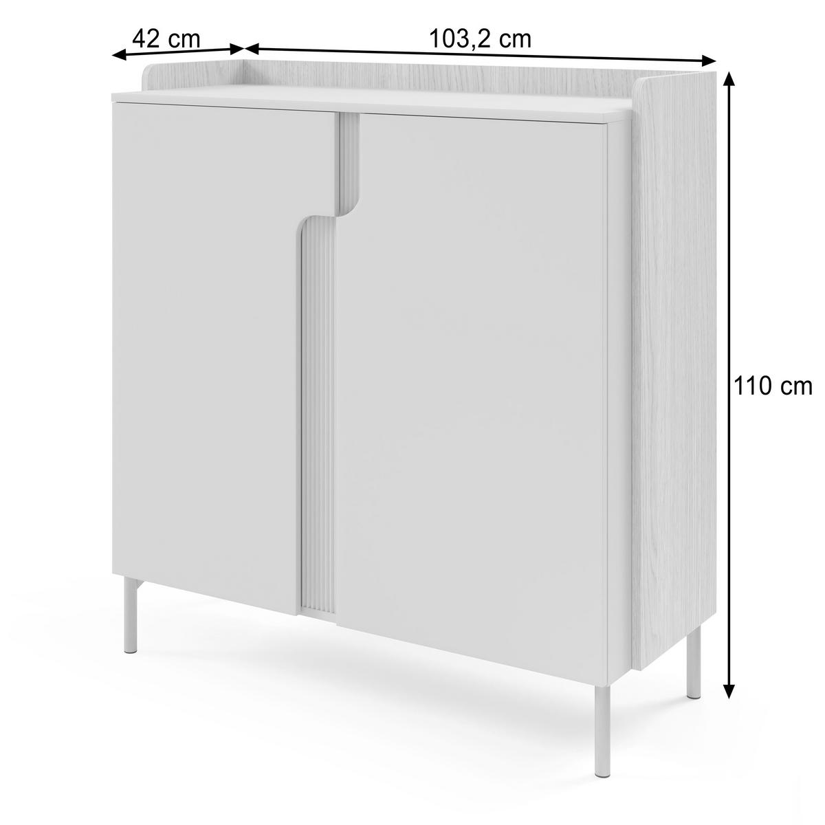 KOMMODE Positivo, Hochkommode mit 2 Türen, 103 cm, Alba-Nuss + Kaschmir - Nussbaumfarben, Holzwerkstoff (103/110/42cm) - Beautysofa