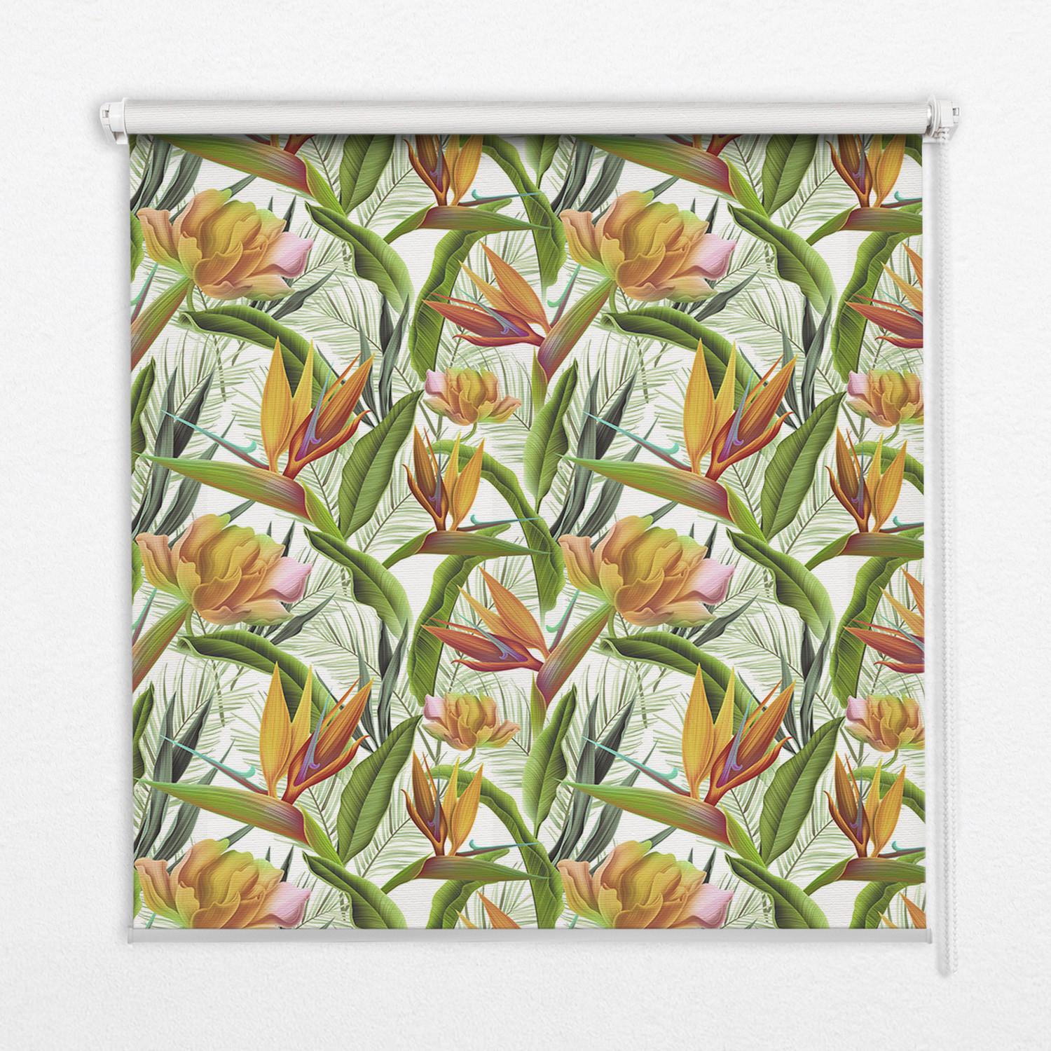 INNENROLLO - Fensterrollo - Rollo - 60x40 cm - Exotische Pflanzen - Grün, Kunststoff (60/140/0.5cm) - TULUP