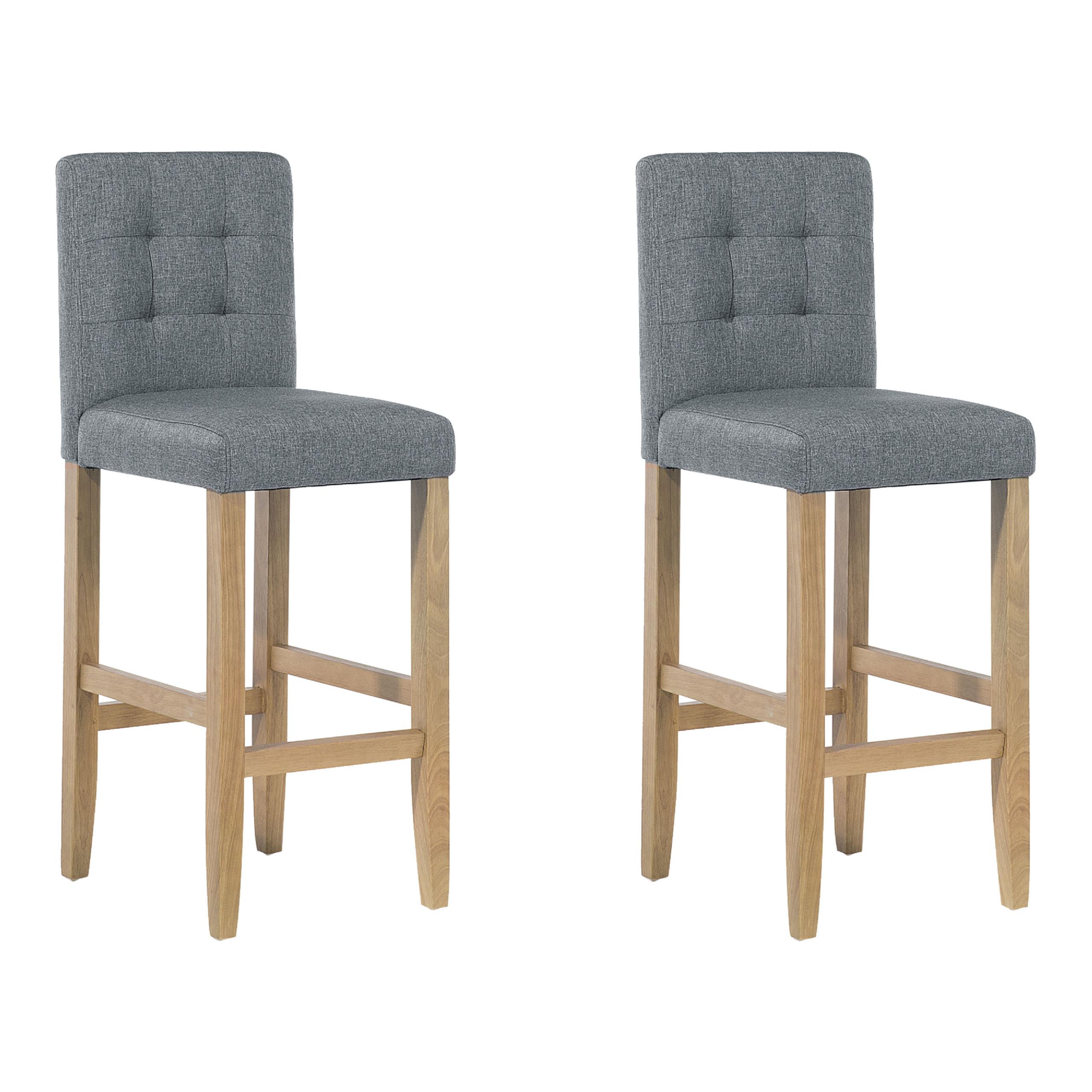 BARSTUHL 2er-Set Polsterbezug Grau Madison - Grau, Holz/Textil (45/110/58cm) - Beliani