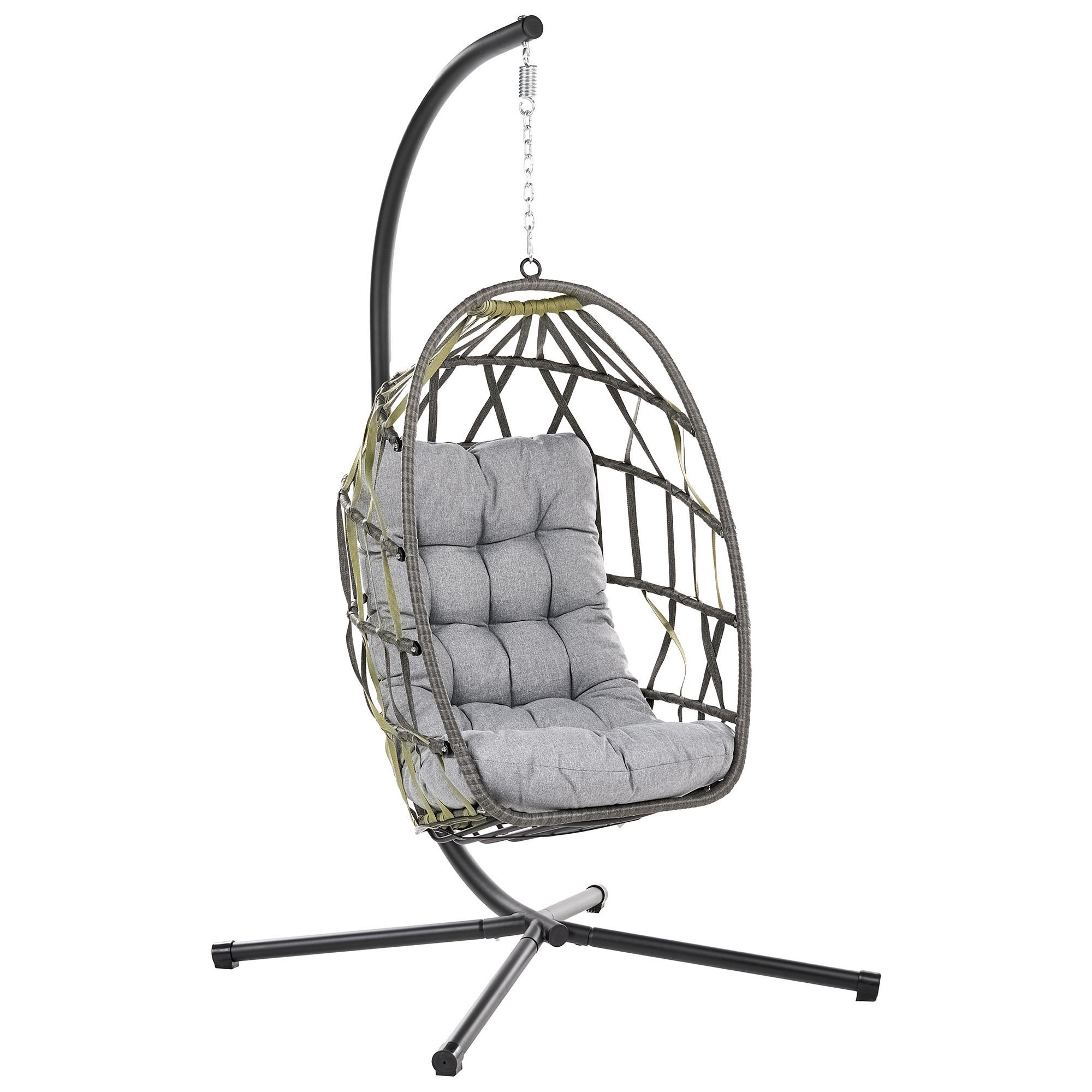 HÄNGESESSEL mit Gestell Metall Grau Godrano - Dunkelgrau/Schwarz, Textil (102/195/104cm) - Beliani