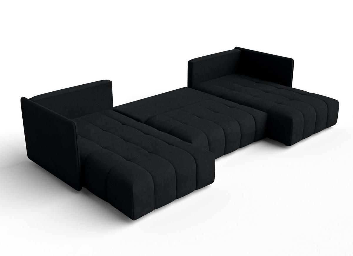 WOHNLANDSCHAFT Veliro U Schwarz 353/180/83 cm mit Schlaffunktion und Bettkasten - Schwarz, Kunststoff/Textil (353/83/180cm) - AX Living