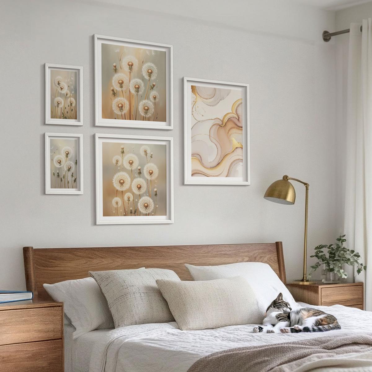 BILDER SET 5er Set - 50x50 cm & 20x30 cm & 40x60 cm Weißer Rahmen - Zitronenblüten am Meer - Weiß, Kunststoff (40/60cm) - TULUP
