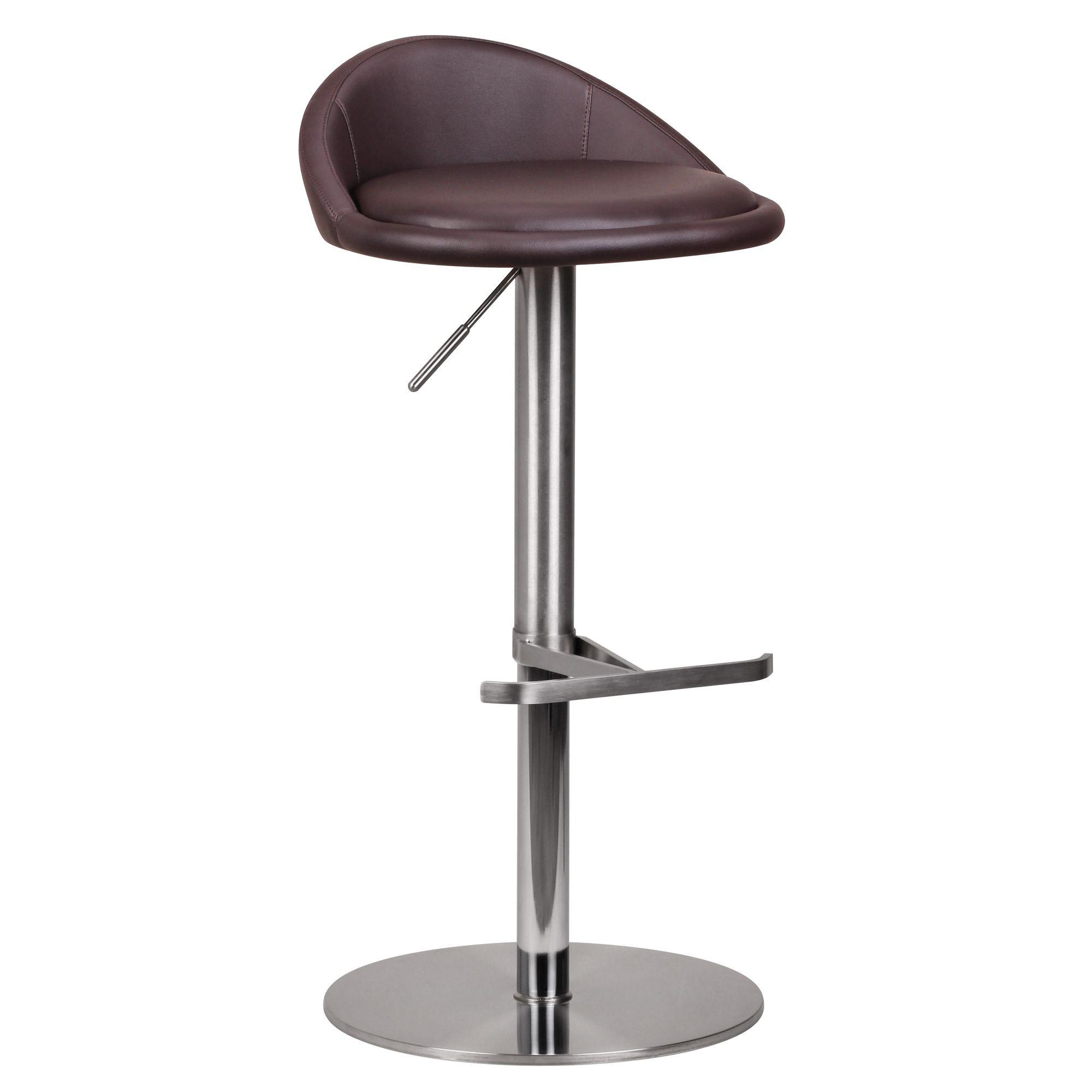 BARHOCKER Edelstahl Höhenverstellbar Rückenlehne Drehbar, Braun 43x43x90 cm - Silberfarben/Braun, Kunststoff/Textil (43/90/43cm) - KADIMA DESIGN