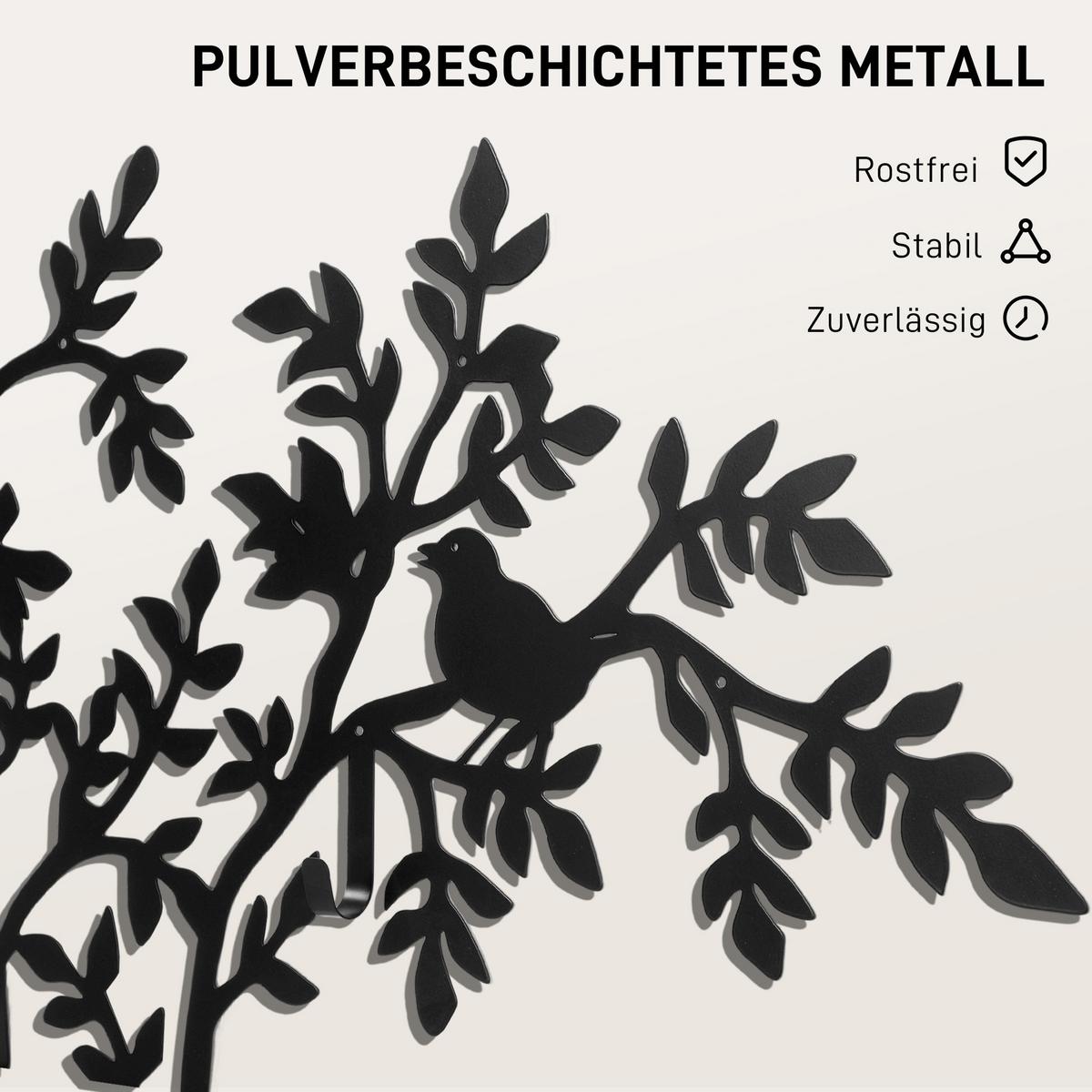 GARDEROBENHAKEN Wandgarderobe in Baum-Form mit 8 Haken Wanddeko Schwarz - Schwarz, Metall (5/175/120cm) - HOMCOM