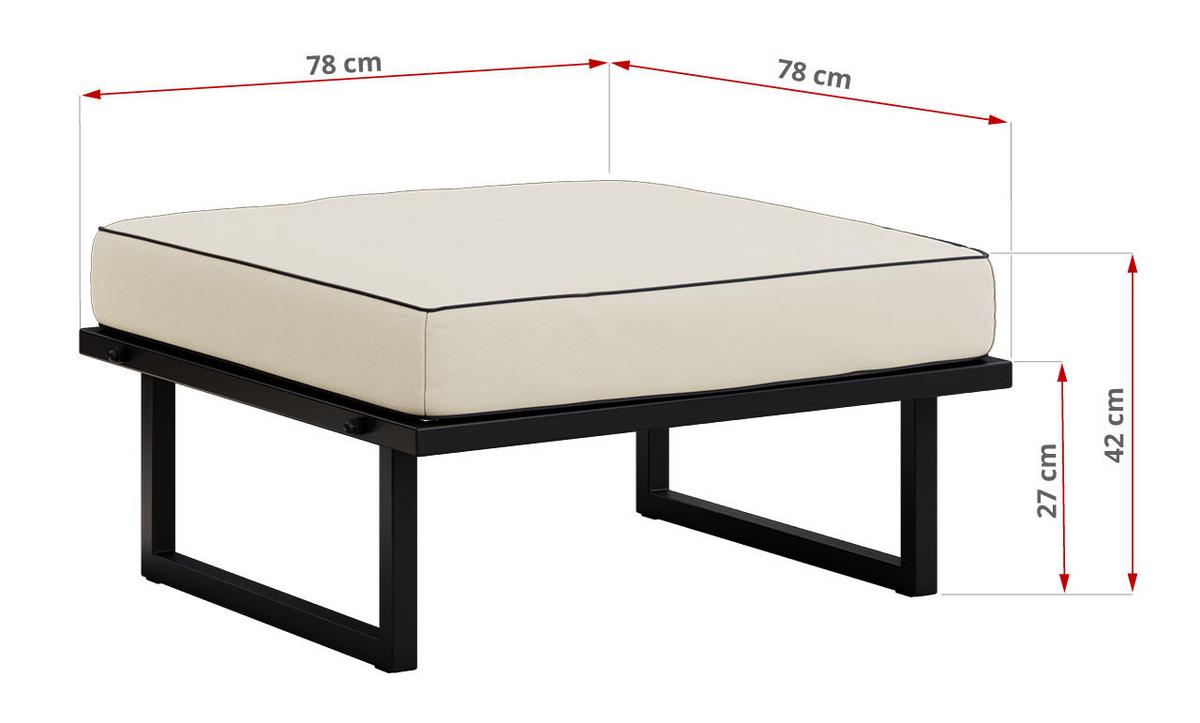 GARTENMÖBEL-SET ELBA: 1x Tisch, 1x Ecksofa, 1x Hocker - Beige - Beige, Textil - MKS