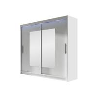 KLEIDERSCHRANK London VII, mit RGB LED Beleuchtung - Silberfarben/Weiß, Holzwerkstoff/Kunststoff (180/215/58cm) - MIRJAN24